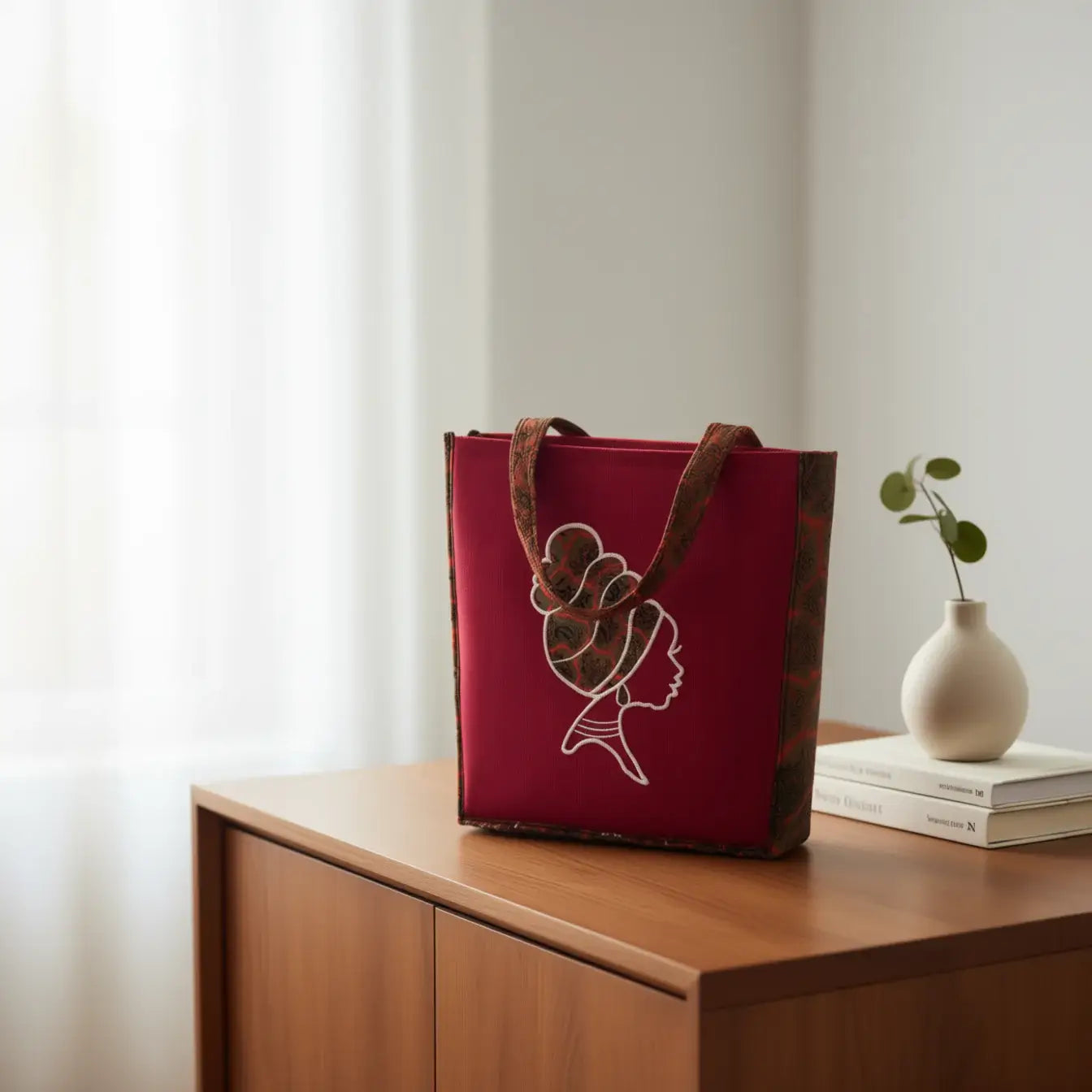 Diana Bag – Hand-Stitched Tote | Legacy Dealz Ancestry Collection displayed on a wooden table.
