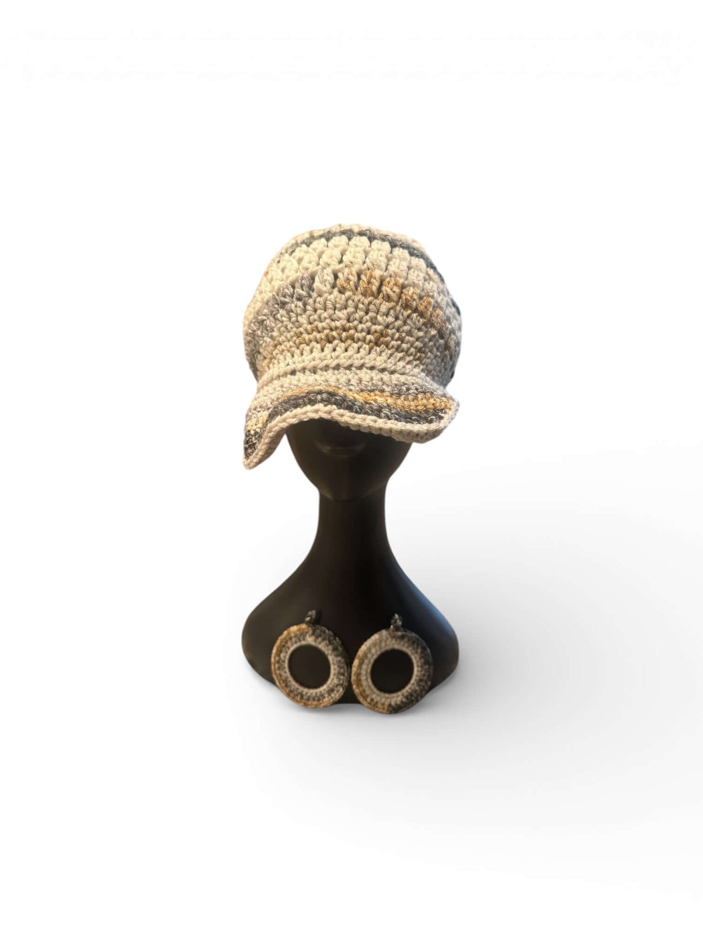 Signature Texture Crown Set -Heritage Loop - Handmade Artisan Style with crochet cap and statement earrings