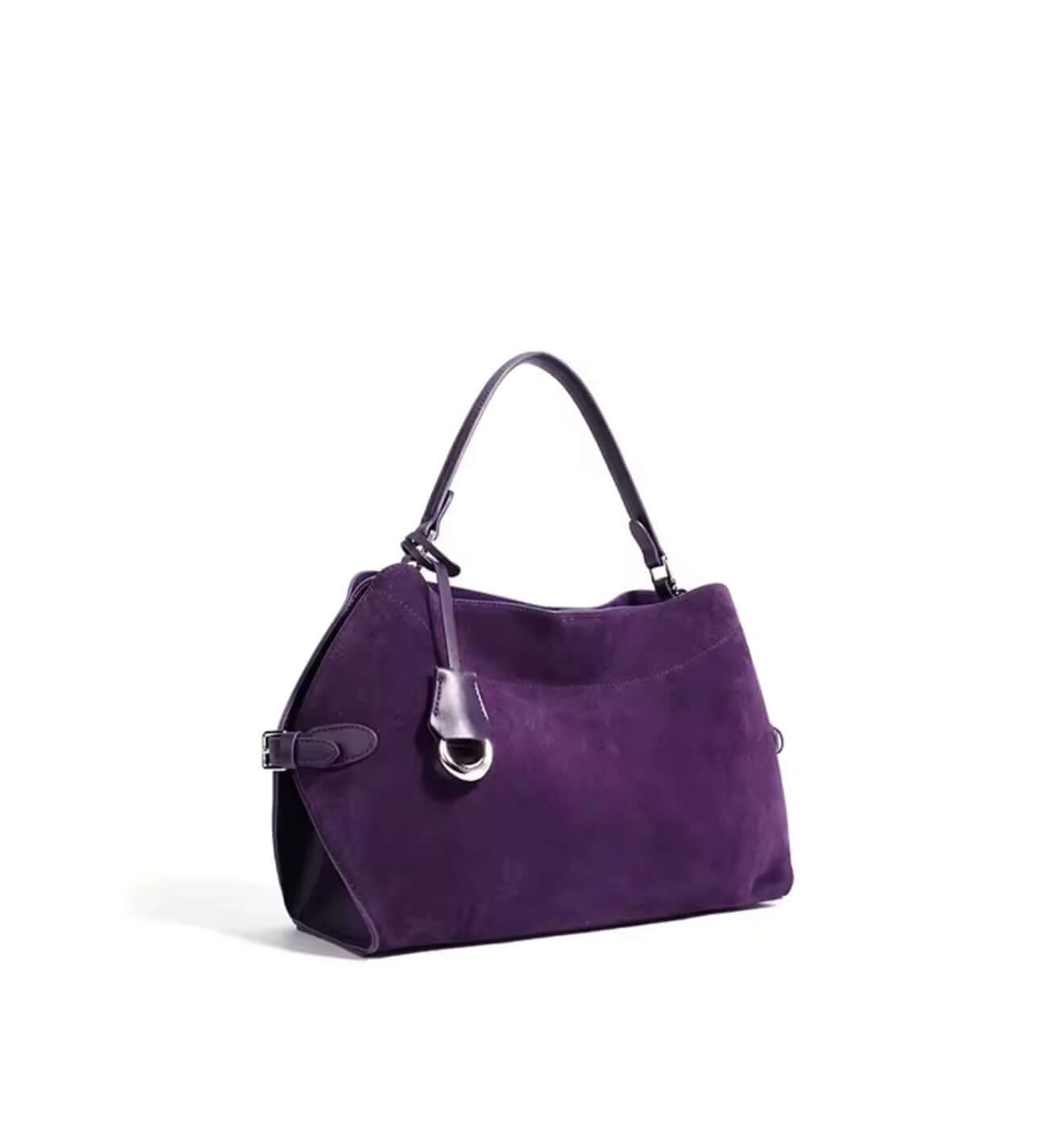 The Amara Two-Tone Crossbody | Suede & Leather Bag – Legacy Dealz showcasing luxury suede in chic purple design.