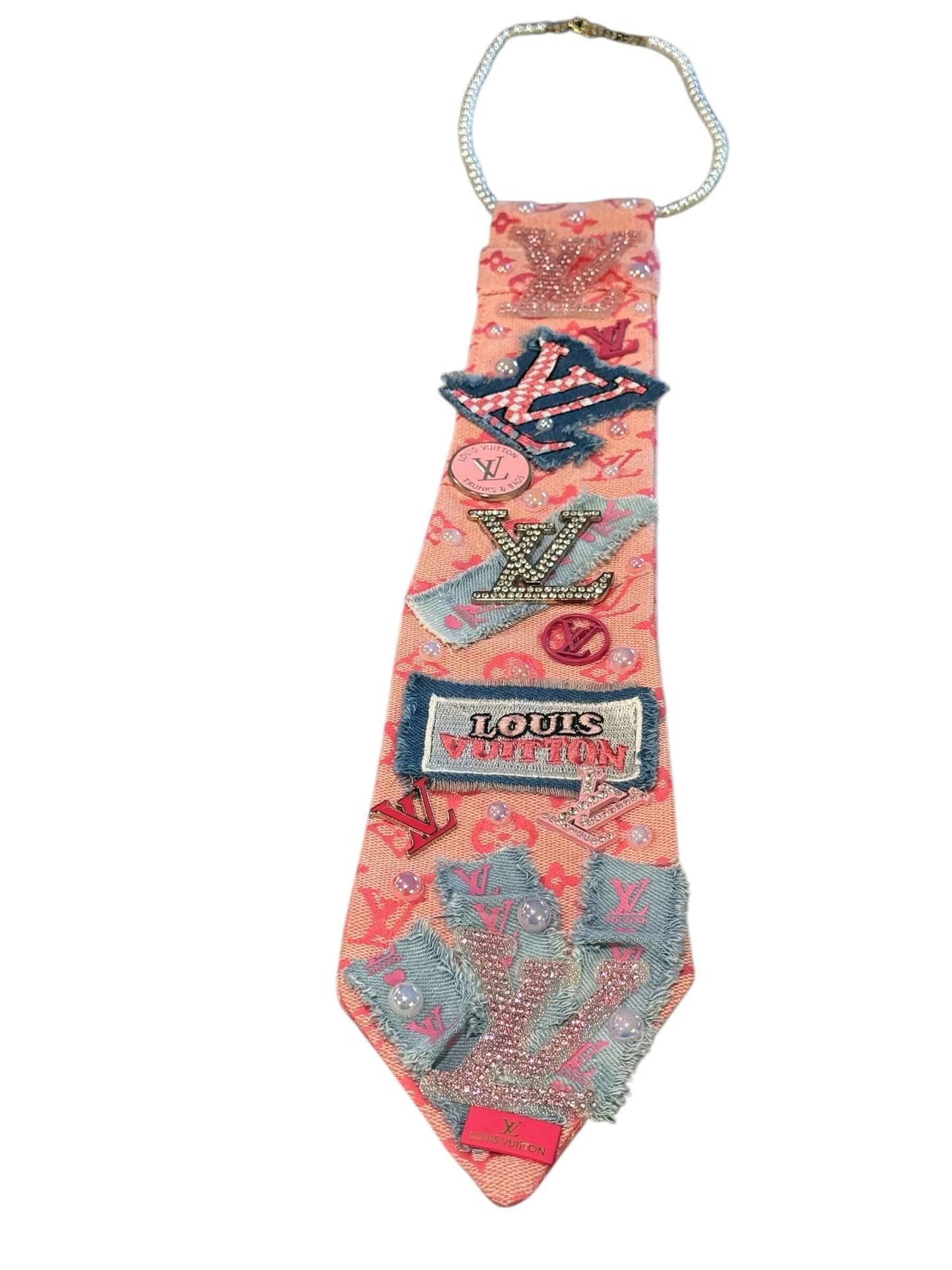 Coral Luxe Statement Tie featuring intricate appliqués and bold coral tones from the Legacy Luxe Tie Collection.