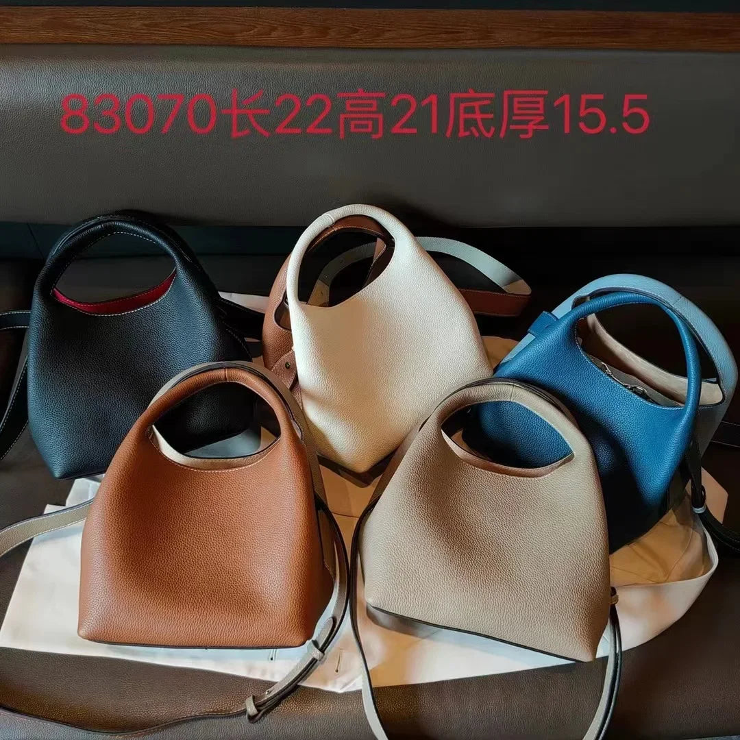 TOGO Cowhide Bucket Bag With Niche Design Color Blocking Luxury Designer Single Shoulder Diagonal Cross Women's Bag Tote Bag