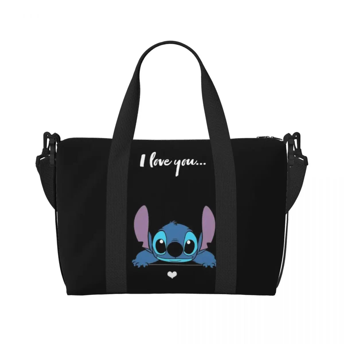 Custom Large SLilo And Stitch Cartoon Tote Bag Women Anime Shopping Shoulder Beach Gym Travel Bag