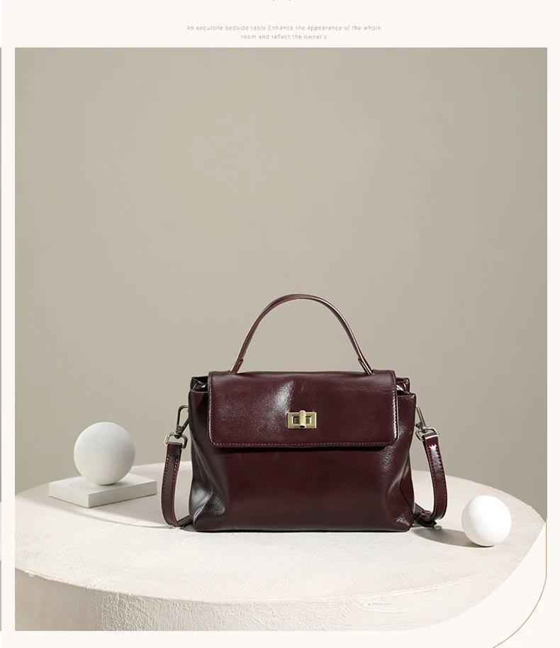 Cowhide Genuine Leather Tote Bag for Women Soft Natural Cow Leather Handbag Fashion Crossbody Bags Female Shoulder Handbag Lady