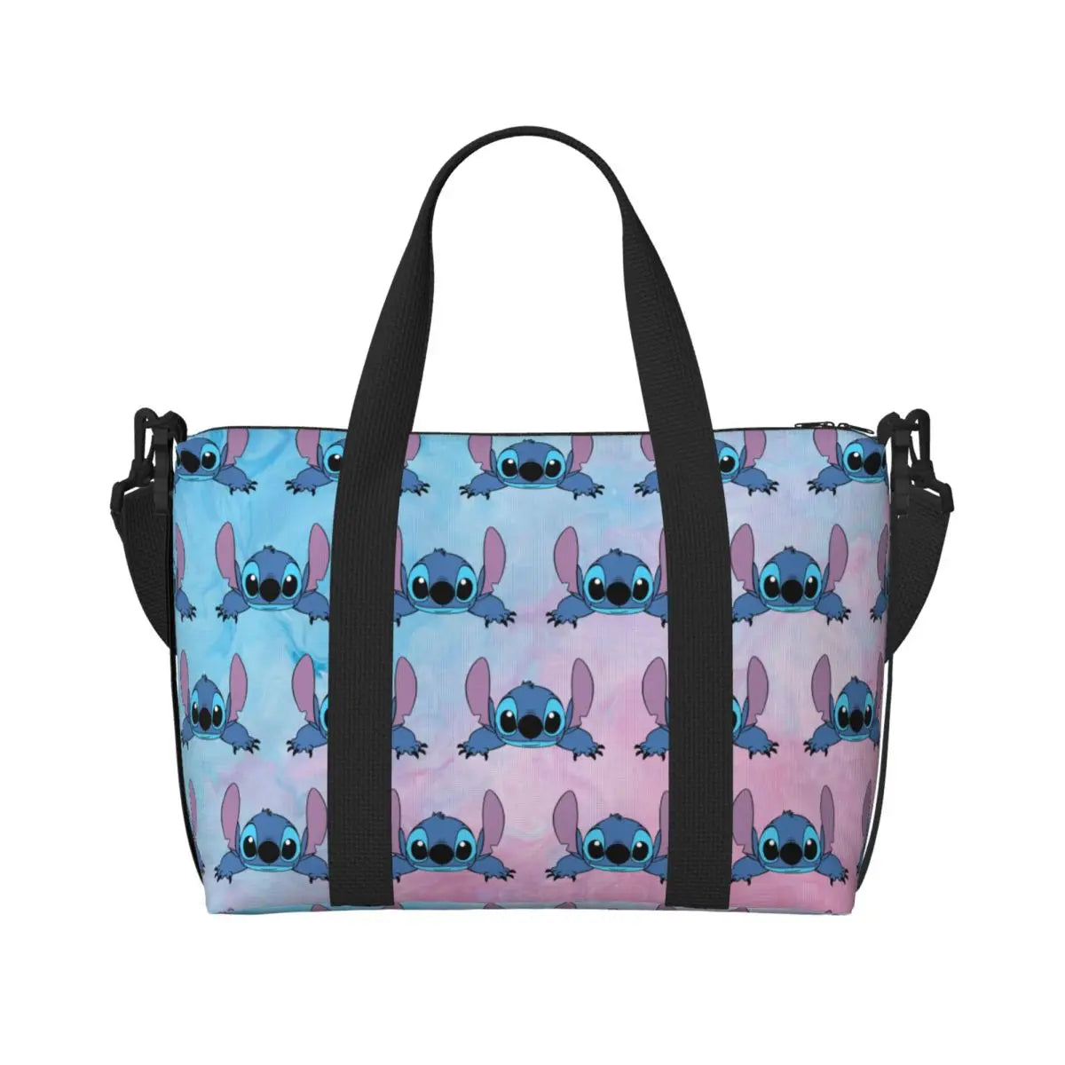 Custom Large SLilo And Stitch Cartoon Tote Bag Women Anime Shopping Shoulder Beach Gym Travel Bag