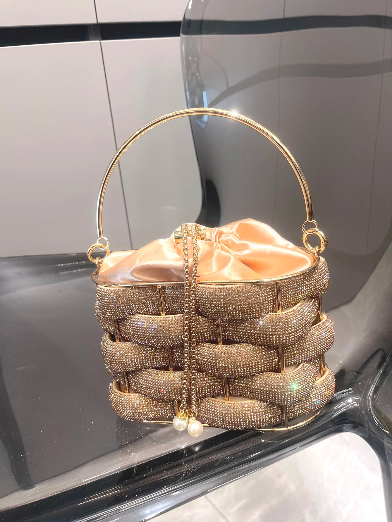 handmade Rhinestones Evening clutch Bag Purses and handbag luxury Designer shoulder bag Shiny Crystal Clutch purse bucket bag