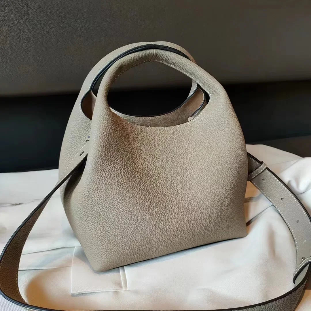 TOGO Cowhide Bucket Bag With Niche Design Color Blocking Luxury Designer Single Shoulder Diagonal Cross Women's Bag Tote Bag