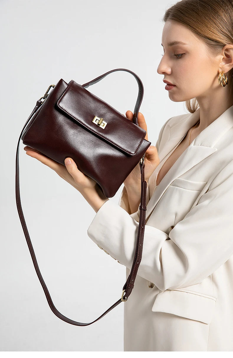 Cowhide Genuine Leather Tote Bag for Women Soft Natural Cow Leather Handbag Fashion Crossbody Bags Female Shoulder Handbag Lady