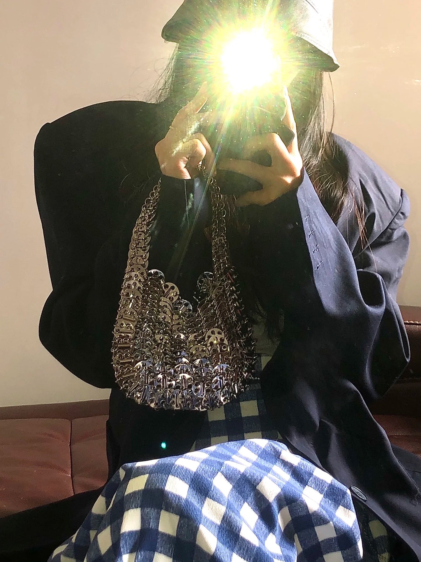 Women Bags Silver Metal Evening Bags Sequins Chain Woven Bag Hollow Clutch Purse Female Travel Holiday Shoulder Bag Handbag