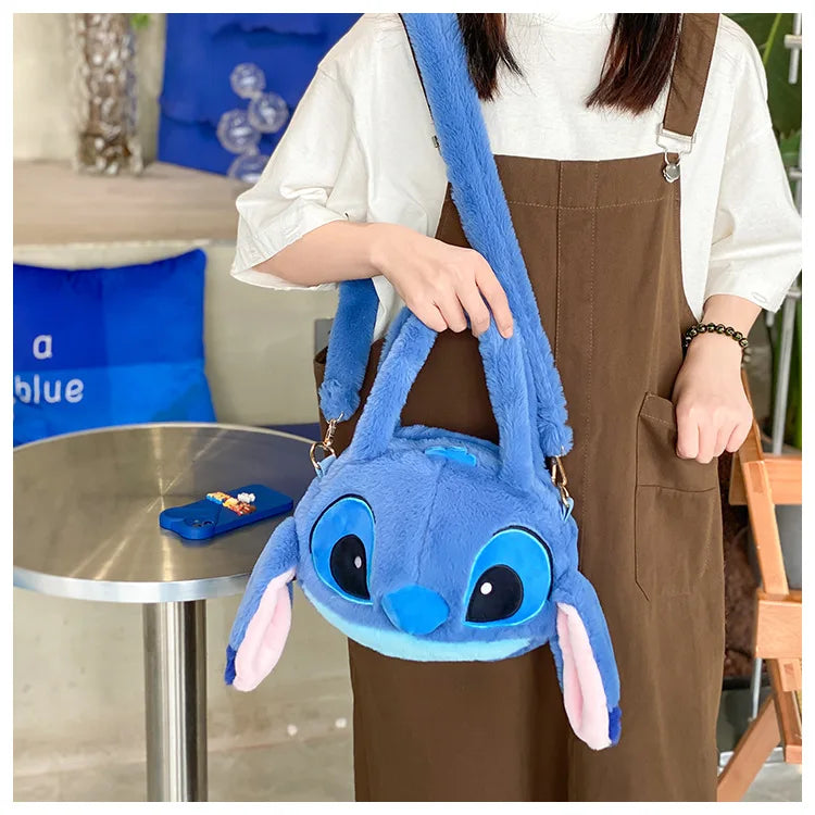 Disney New Lilo & Stitch Plush Toys Kawaii Plush Messenger Bag Girl Handbag Anime Stuffed Toys Children Cartoon Plushie Soft Bag