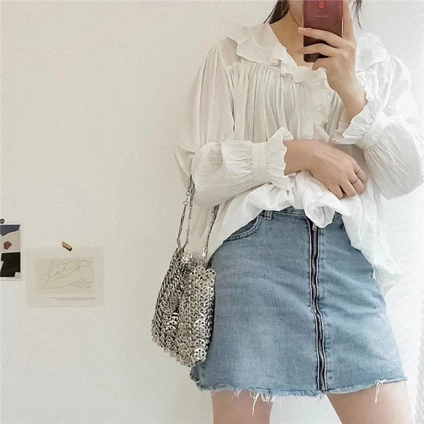 Women Bags Silver Metal Evening Bags Sequins Chain Woven Bag Hollow Clutch Purse Female Travel Holiday Shoulder Bag Handbag