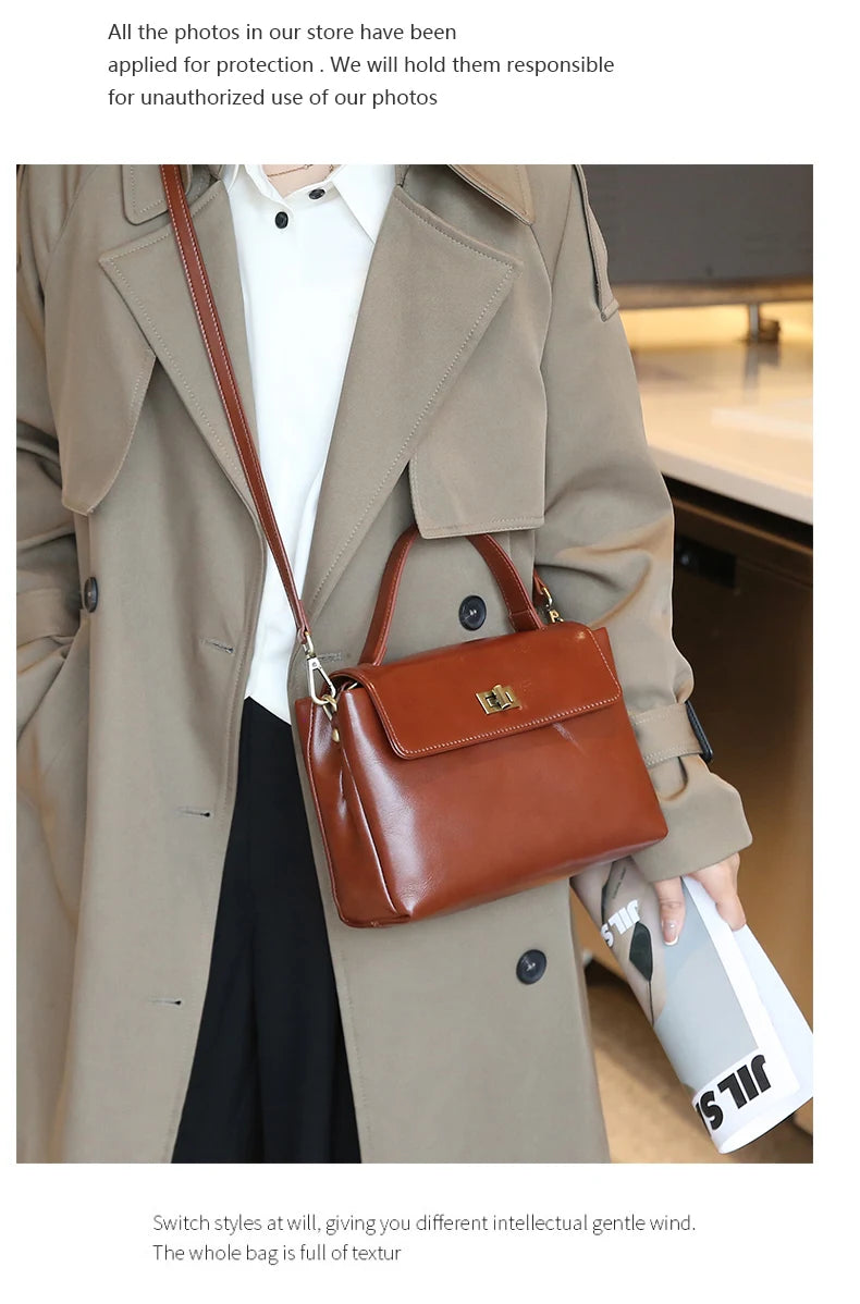 Cowhide Genuine Leather Tote Bag for Women Soft Natural Cow Leather Handbag Fashion Crossbody Bags Female Shoulder Handbag Lady