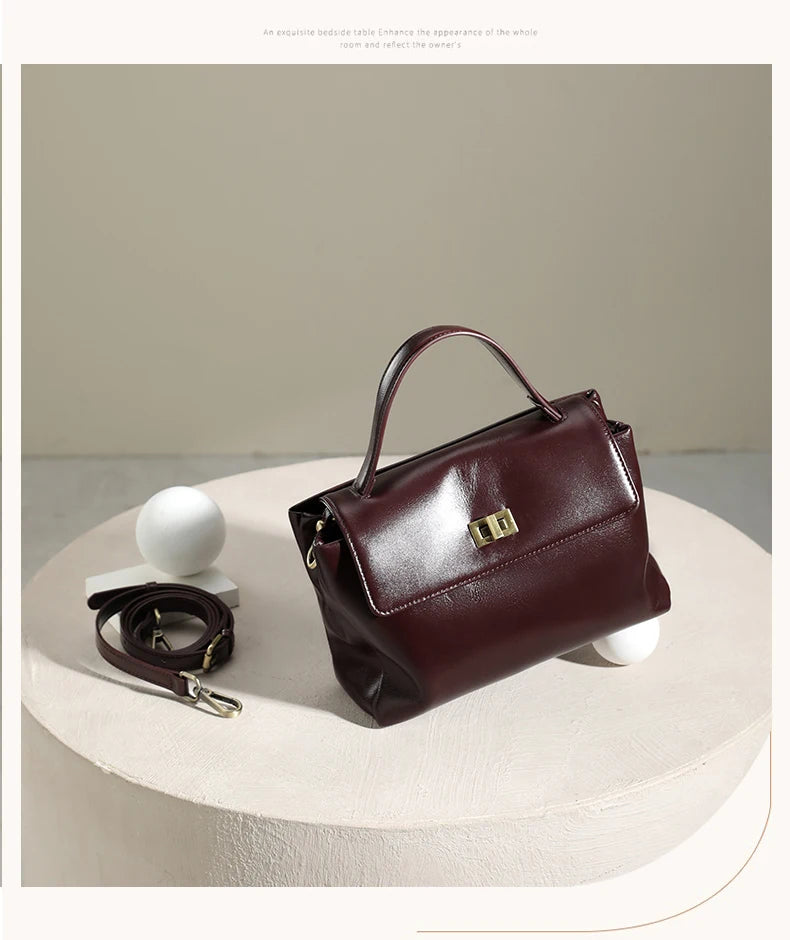 Cowhide Genuine Leather Tote Bag for Women Soft Natural Cow Leather Handbag Fashion Crossbody Bags Female Shoulder Handbag Lady