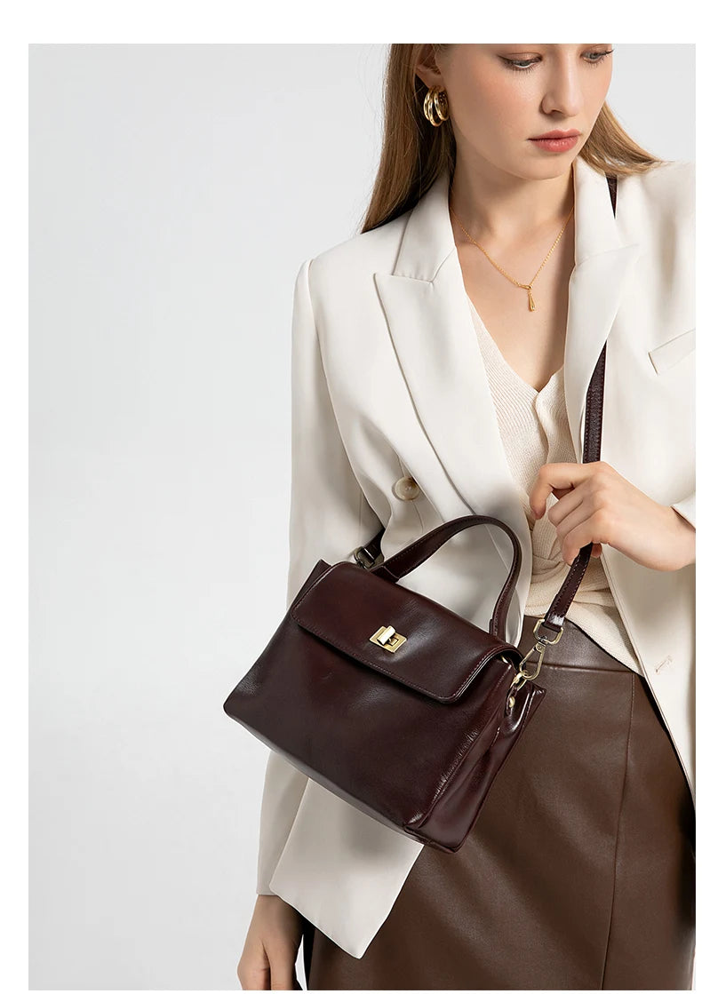 Cowhide Genuine Leather Tote Bag for Women Soft Natural Cow Leather Handbag Fashion Crossbody Bags Female Shoulder Handbag Lady
