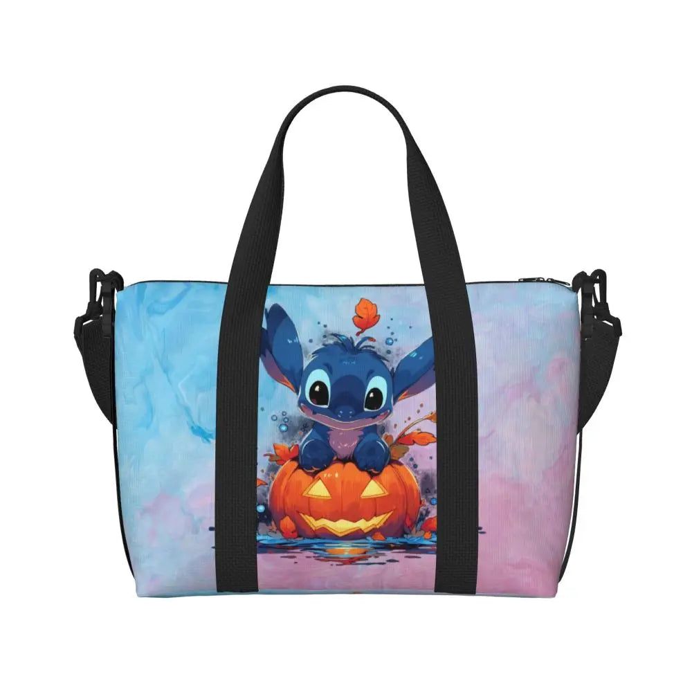 Custom Large SLilo And Stitch Cartoon Tote Bag Women Anime Shopping Shoulder Beach Gym Travel Bag