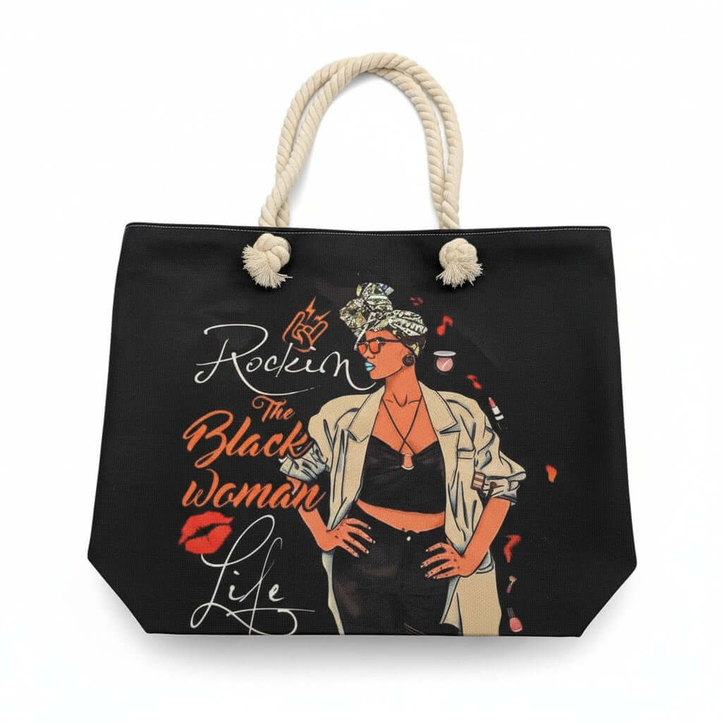 Sistah Girl Canvas Tote – Bold. Artistic. Unapologetically You. featuring vibrant Sistah Girl art design and rope handles.
