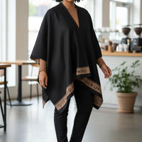 Cashmere Luxe Reversible Poncho – Noir Edition | 100% Cashmere Wrap | One-of-One Boutique Luxury