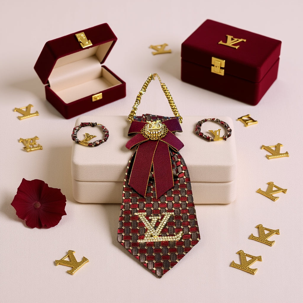 Bordeaux Regal Luxe Tie & Earring Set
