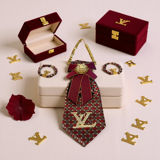 Bordeaux Regal Luxe Tie & Earring Set