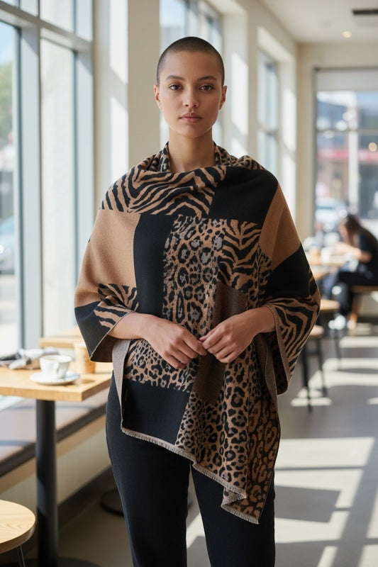 Legacy Luxe Wild Harmony Shawl – Animal Print Wrap with Cashmere-Like Feel
