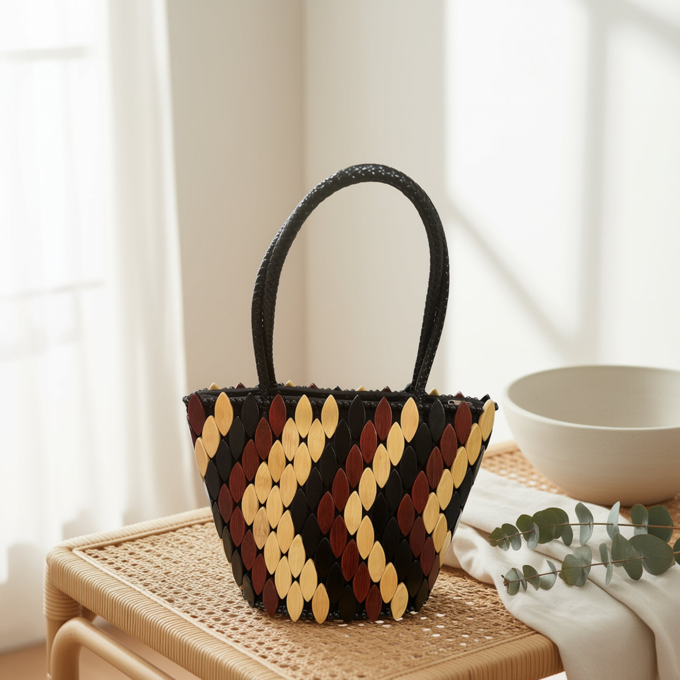Annie Handbag – Mashup Edition | One-of-One Handcrafted Leather & Wood Appliqué Tote | Legacy Dealz Ancestry Collection