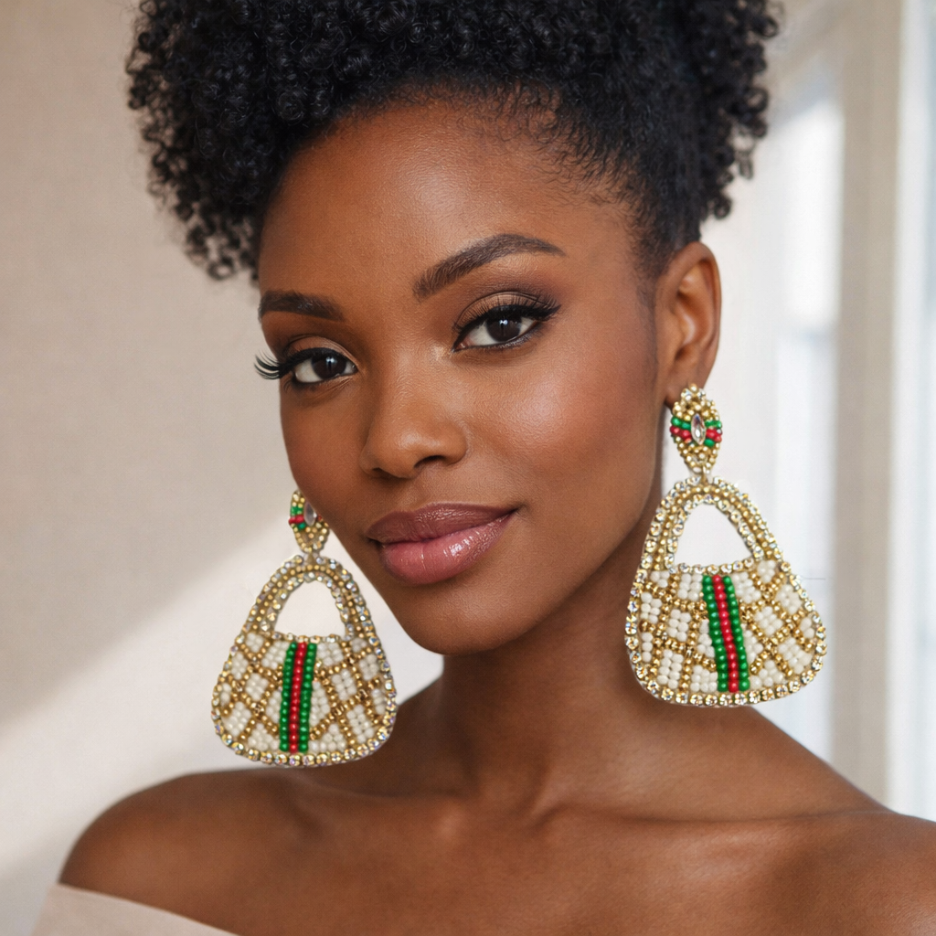 Mini Luxe Handbag Statement Earrings | Beaded Designer Style