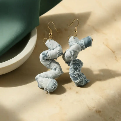 Emerald Rivet Denim Set- Legacy Dealz Exclusive · Handpicked by Jess statement earrings crafted from upcycled denim.