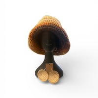 Earthtone Harmony Crochet Hat & Statement Earring Set – Handmade