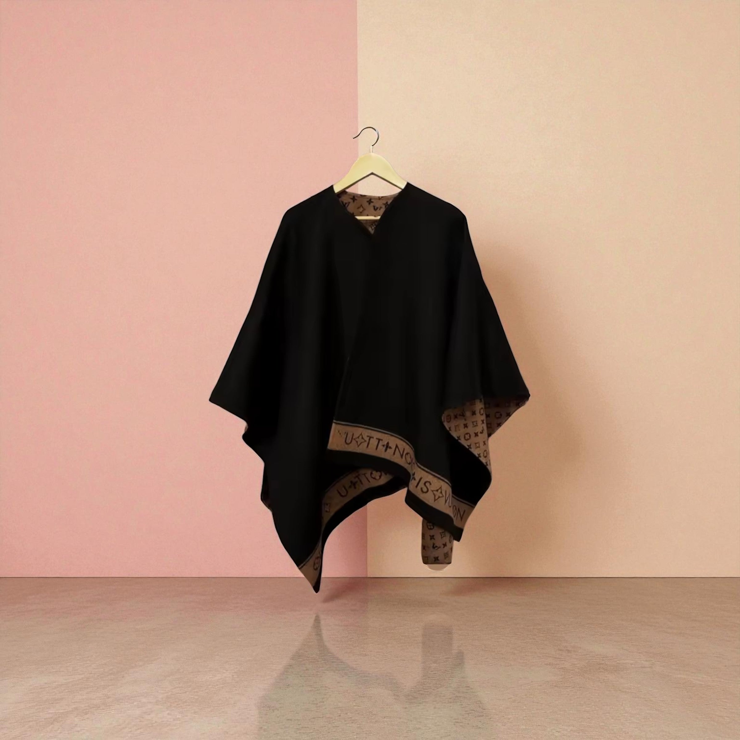 Cashmere Luxe Reversible Poncho – Noir Edition | 100% Cashmere Wrap | One-of-One Boutique Luxury