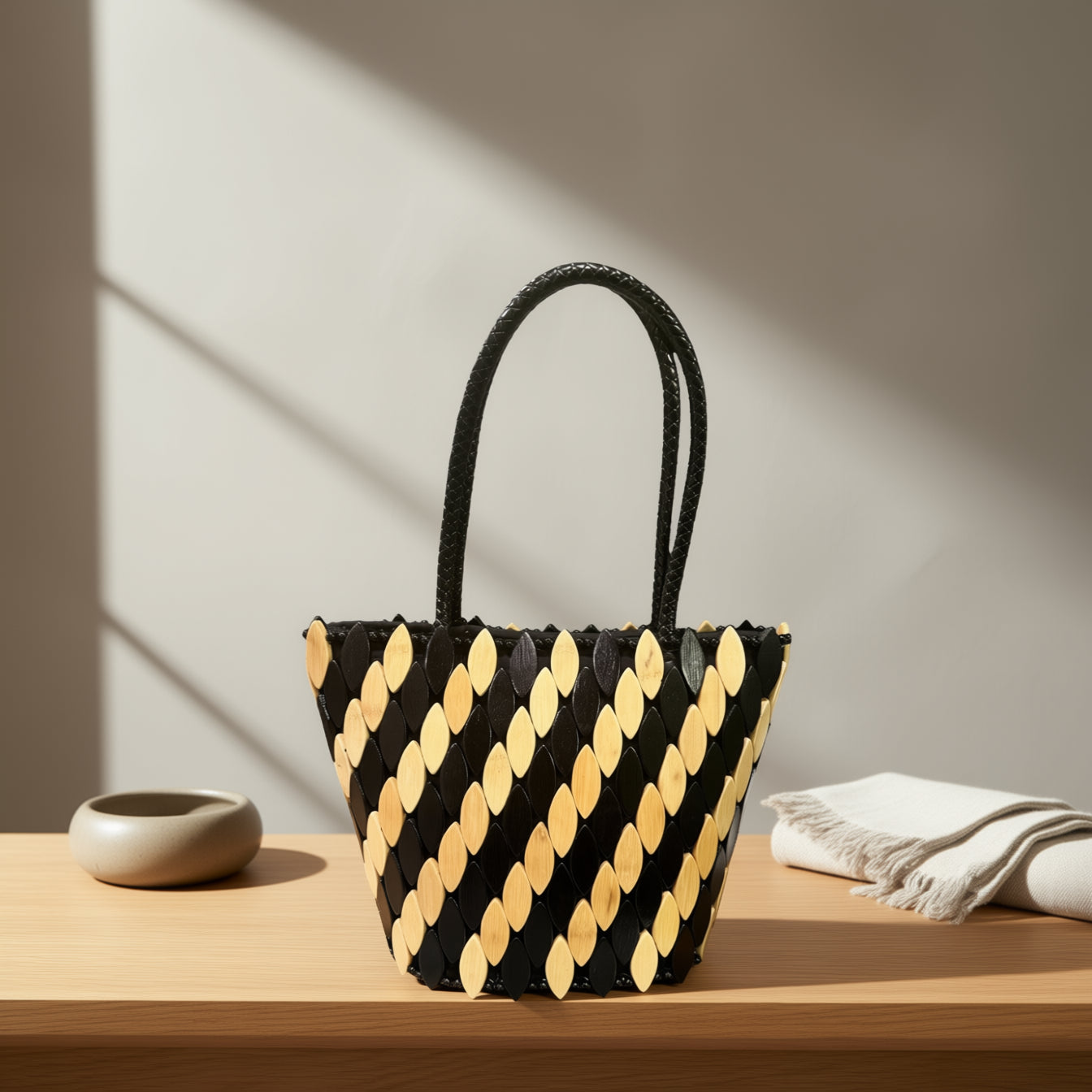 Annie Bag – Black & Cream Handcrafted Tote | Ancestry Collection