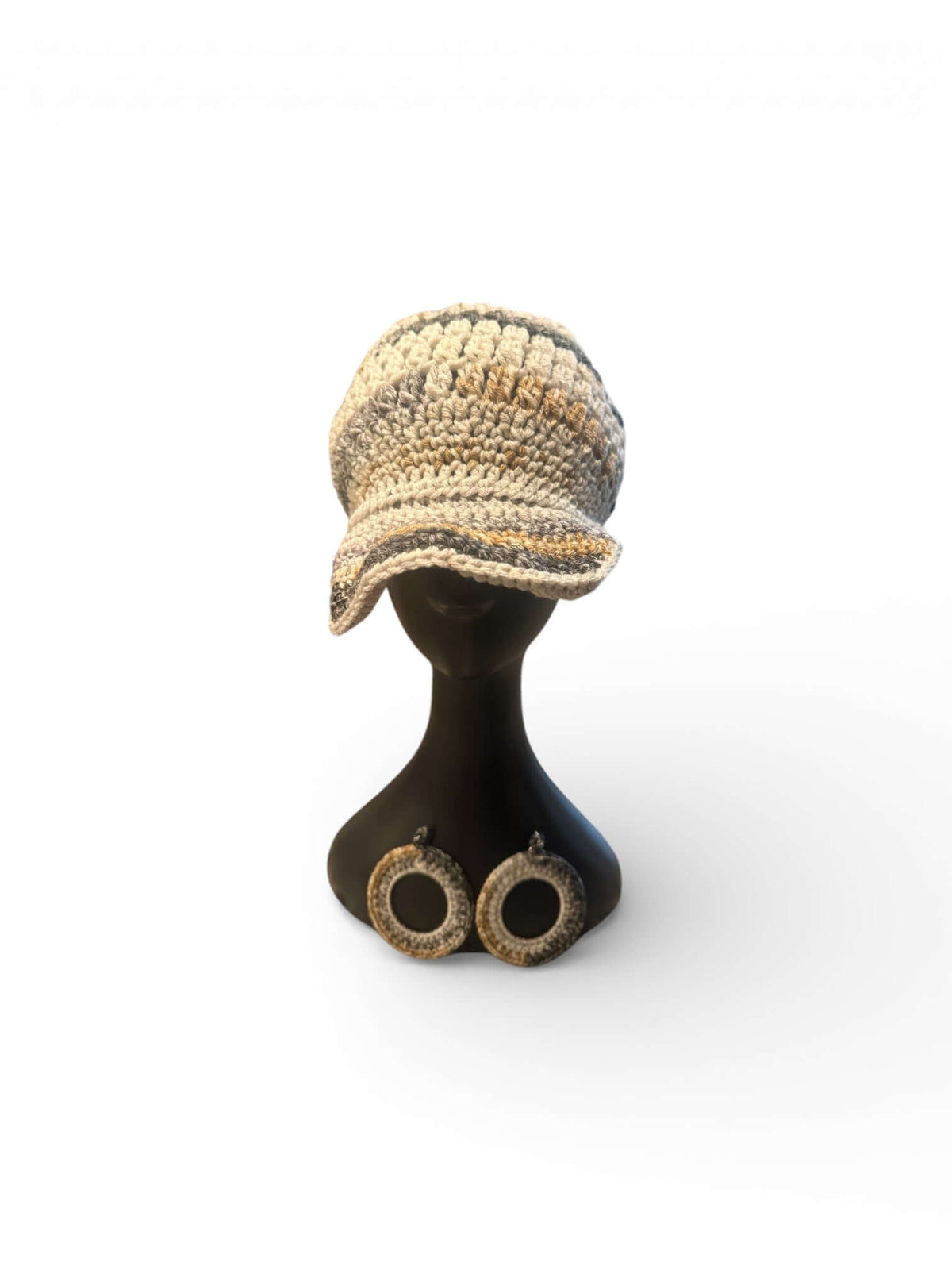 Signature Texture Crown Set -Heritage Loop - Handmade Artisan Style with crochet cap and statement earrings