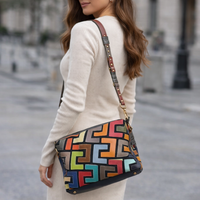 Artisan Mosaic Luxe Leather Shoulder Bag – Convertible Crossbody