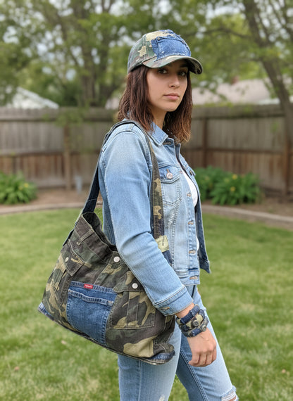 Camouflage Denim Treasure Set -Hat, Bag, Bangles