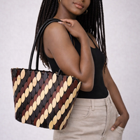 Annie Bag – Tricolor Edition | Handcrafted Leather & Wood Appliqué | Ancestry Collection