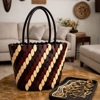 Annie Bag – Tricolor Edition | Handcrafted Leather & Wood Appliqué | Ancestry Collection