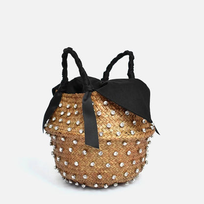 Handmade Pearl Straw Beach Bag