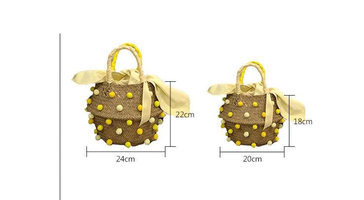 Handmade Pearl Straw Beach Bag