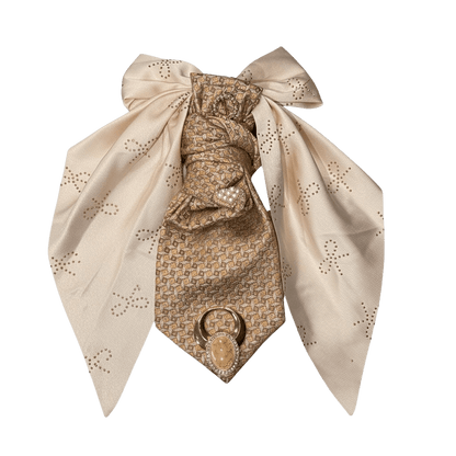 Cameo Couture Tie | Elegant Women’s Statement Accessory with soft champagne tones and classic cameo accent.