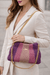 Seraphine Rose-Plum Crochet Bag in rich plum and rose hues with gold chain strap, stylishly crafted for elegance.