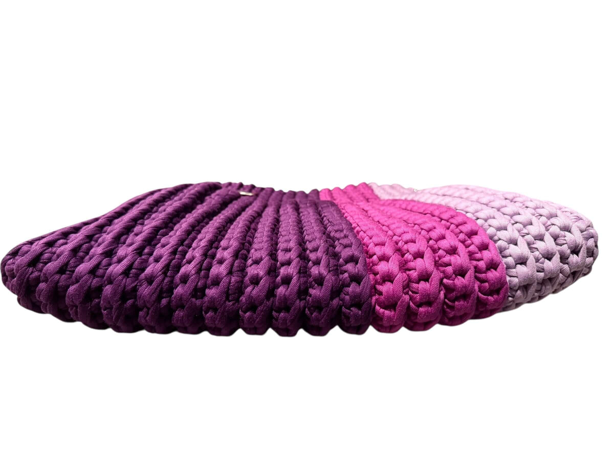 Amethyst Crochet Chain Bag in rich amethyst and plum tones showcasing handcrafted crochet design.