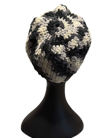 Stone & Smoke Crochet Crown Set- Stone & Smoke - One of One handcrafted knit crown displayed on a mannequin.
