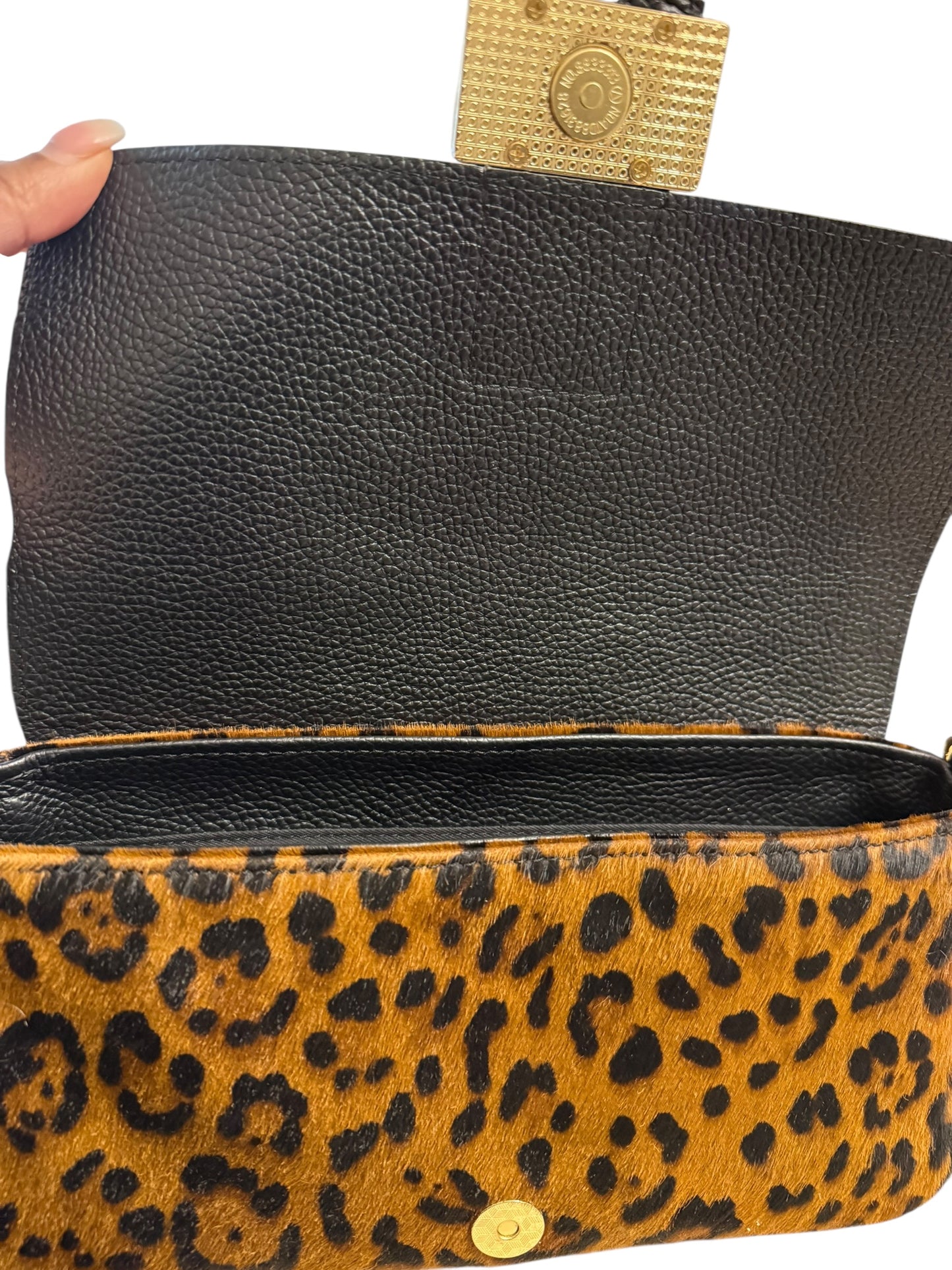 Savannah Noir Leopard Cowhair Leather Crossbody