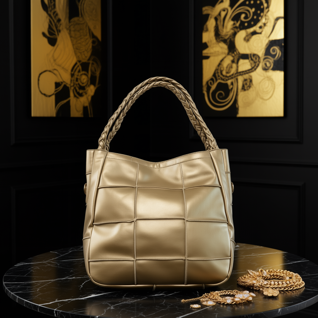 Gilded Weave Tote - Braided Handle