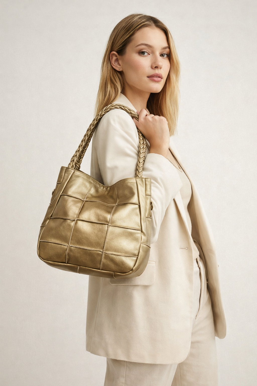Gilded Weave Tote - Braided Handle