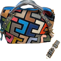 Artisan Mosaic Luxe Leather Shoulder Bag – Convertible Crossbody