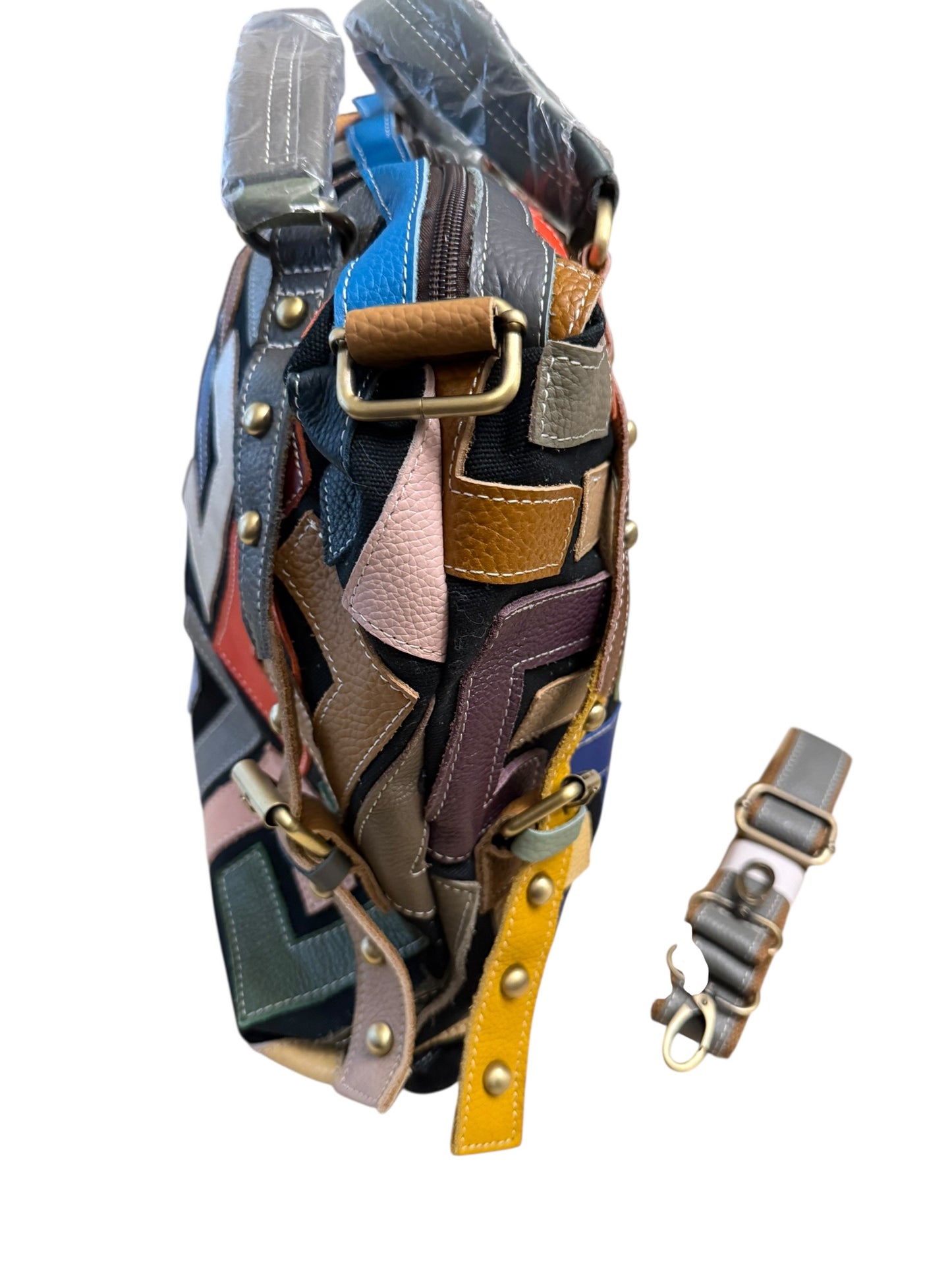 Artisan Mosaic Luxe Leather Shoulder Bag – Convertible Crossbody