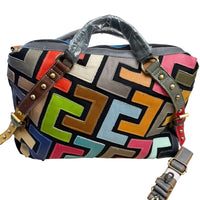Artisan Mosaic Luxe Leather Shoulder Bag – Convertible Crossbody