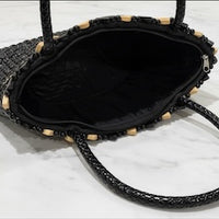 Black & Cream Bucket Bag | Handcrafted Statement Handbag – Legacy Dealz