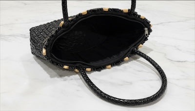 Black & Cream Bucket Bag | Handcrafted Statement Handbag – Legacy Dealz