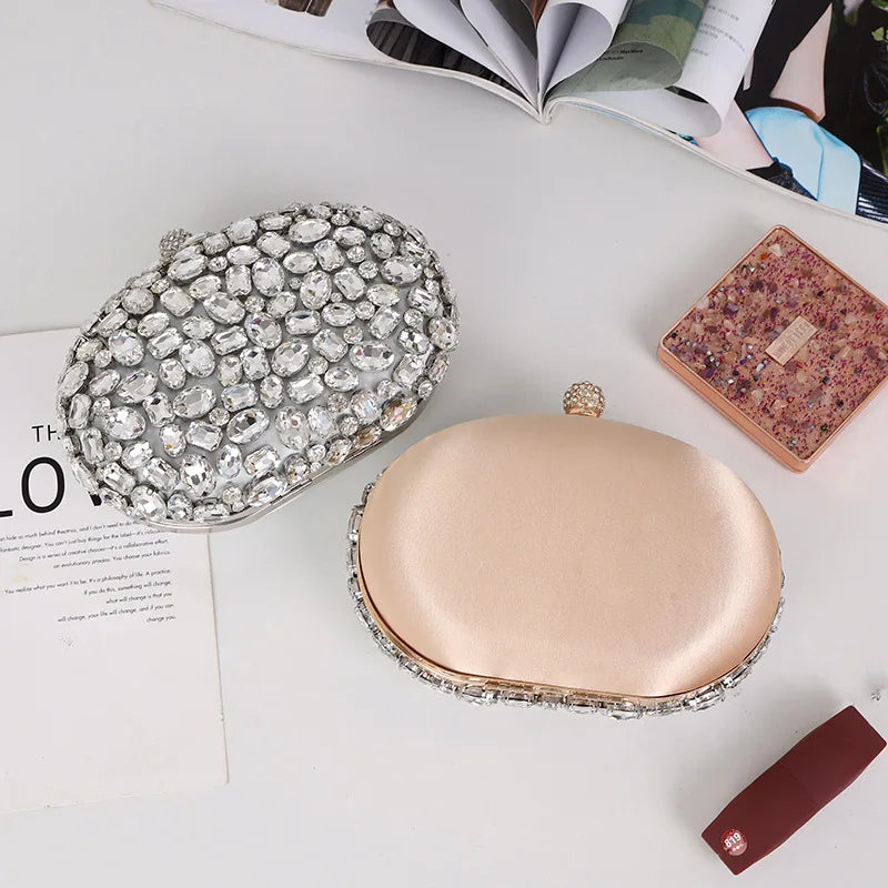 Golden Birthday party Luxury Crystal Silver Diamond Evening Bags Women Party Purse Wedding Pink Bridal Boutique Clutch Bags