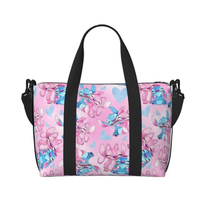 Custom Large SLilo And Stitch Cartoon Tote Bag Women Anime Shopping Shoulder Beach Gym Travel Bag